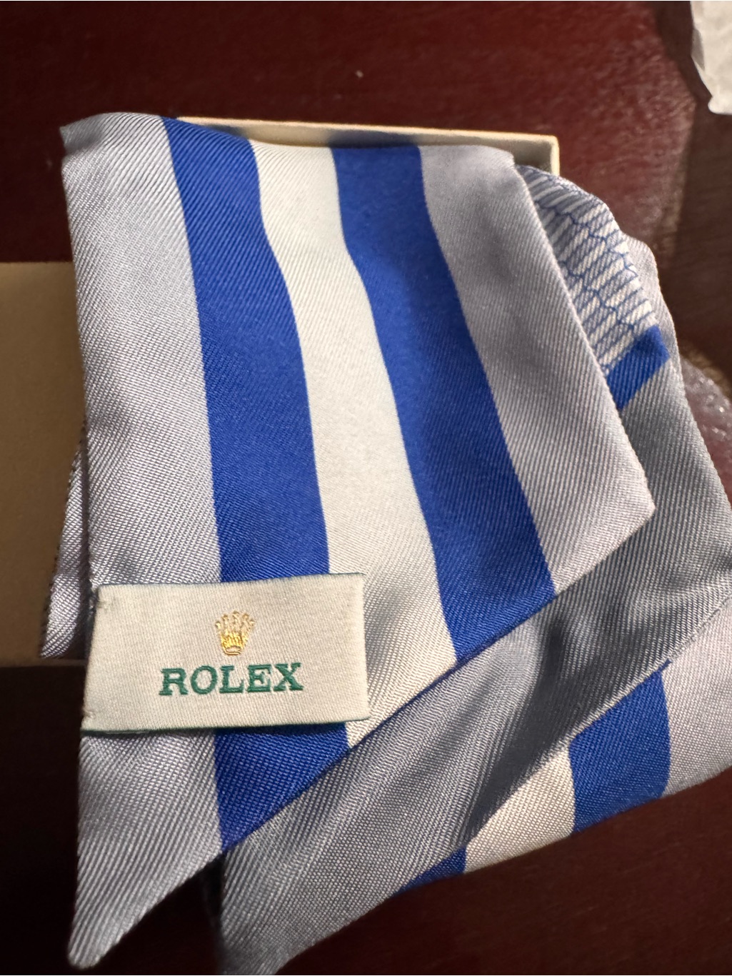 Rolex Vip Gift 100 Silk Striped Twilly Scarf Deadstock W Box